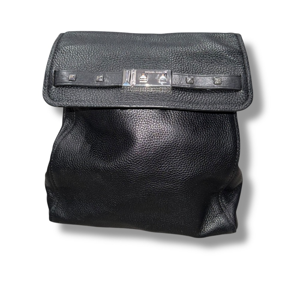 Michael Kors Black Leather Mini Backpack‎ Studded Convertible Bag Purse - Picture 2 of 7